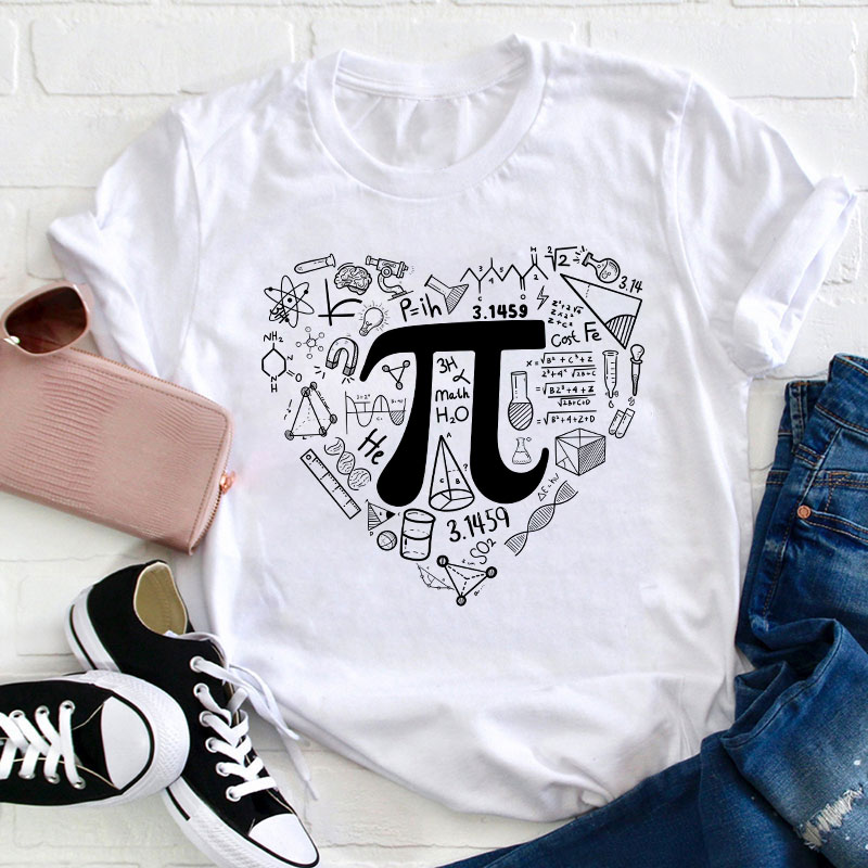 Pi Day Math Heart Teacher T-Shirt Sale-Teachersgram