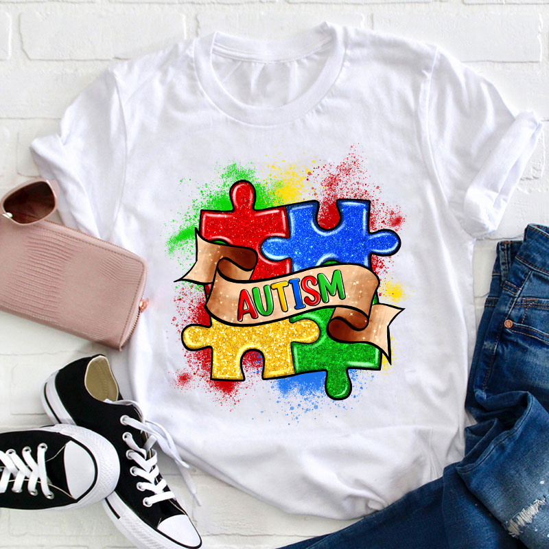 Autism Puzzle Teacher T-Shirt Sale-Teachersgram