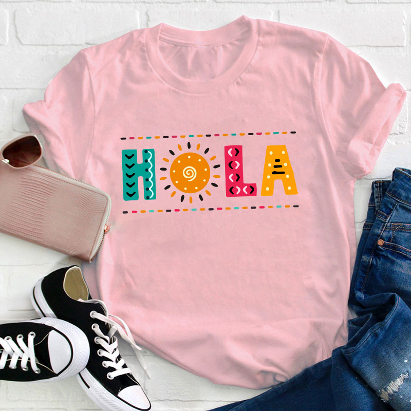 Retro Hola Sunshine Teacher T-Shirt