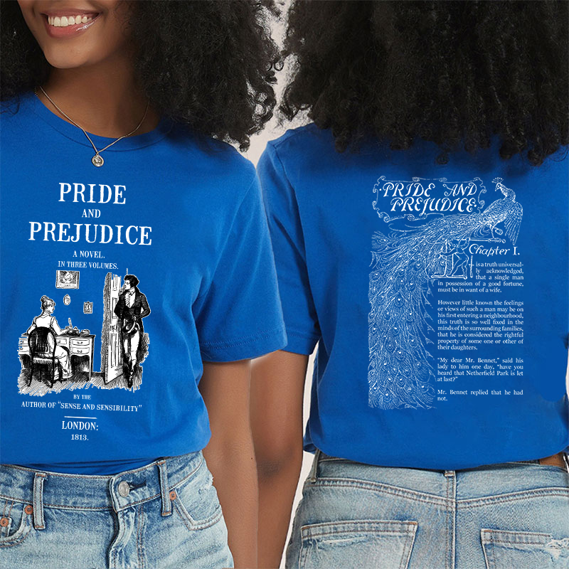 Pride And Prejudice A Novel In Three Volumes Teacher Two Sided T-Shirt