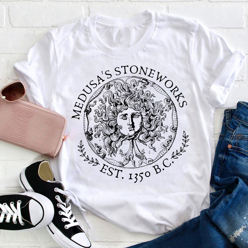 Medusa's Stoneworks Teacher T-Shirt Sale-Teachersgram