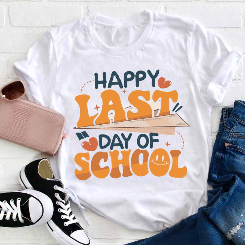 Paper Airplane Happy Last Day Of School Teacher T-Shirt Sale-Teachersgram