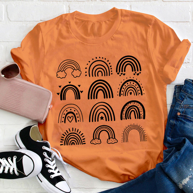 Rainbow Of Different Shapes Teacher T-Shirt