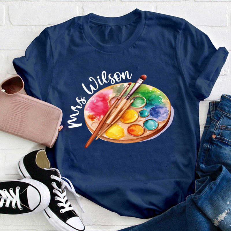 Personalized Artist Palette Teacher T-Shirt
