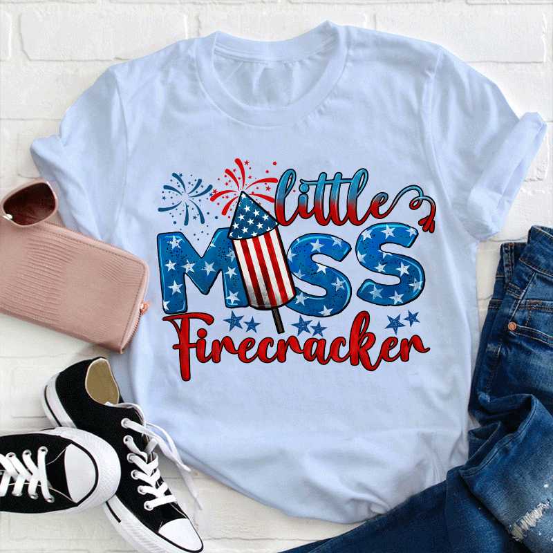 Little Miss Firecracker Teacher T-Shirt