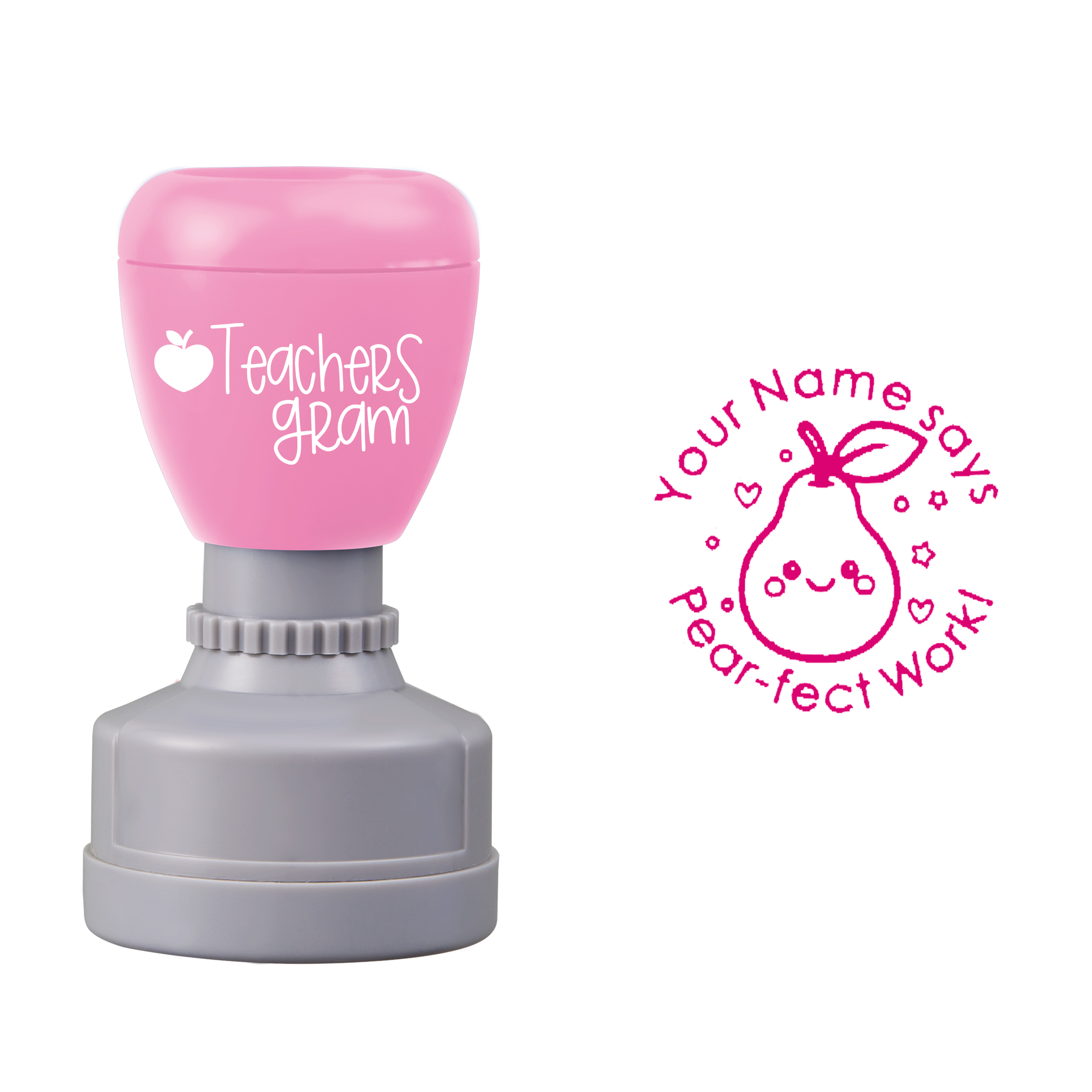 Personalized Name Says Pear-fect Work Teacher Stamp