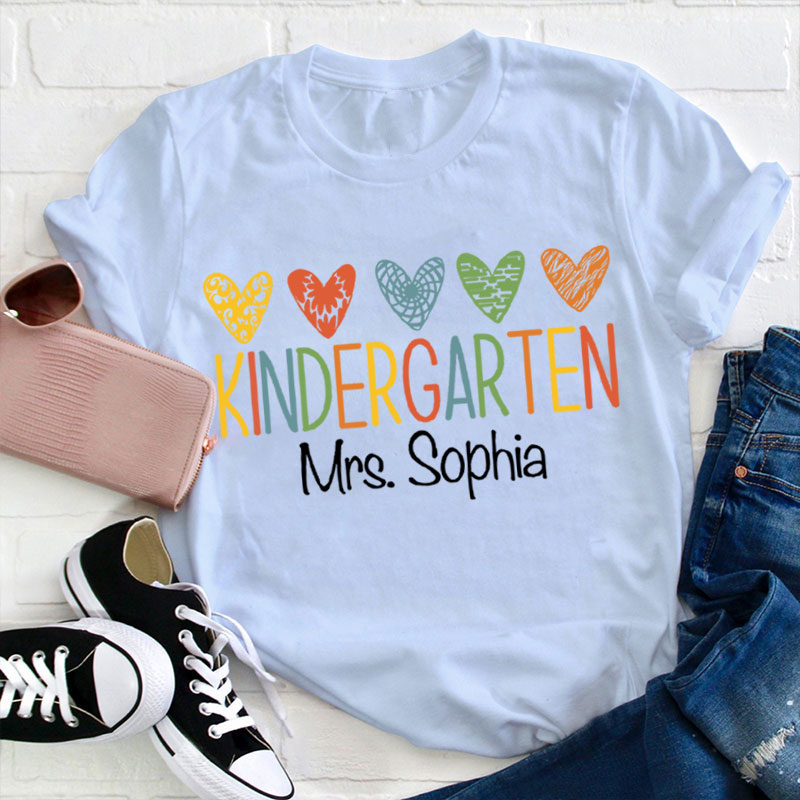 Personalized Grade And Name Kindergarten Teacher T-Shirt