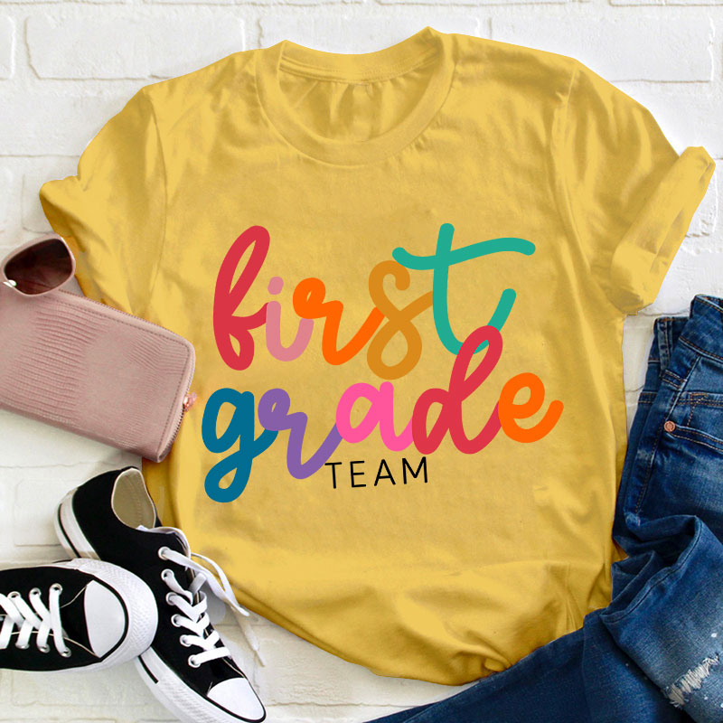 Personalized Simple Primary Color Teacher T-Shirt