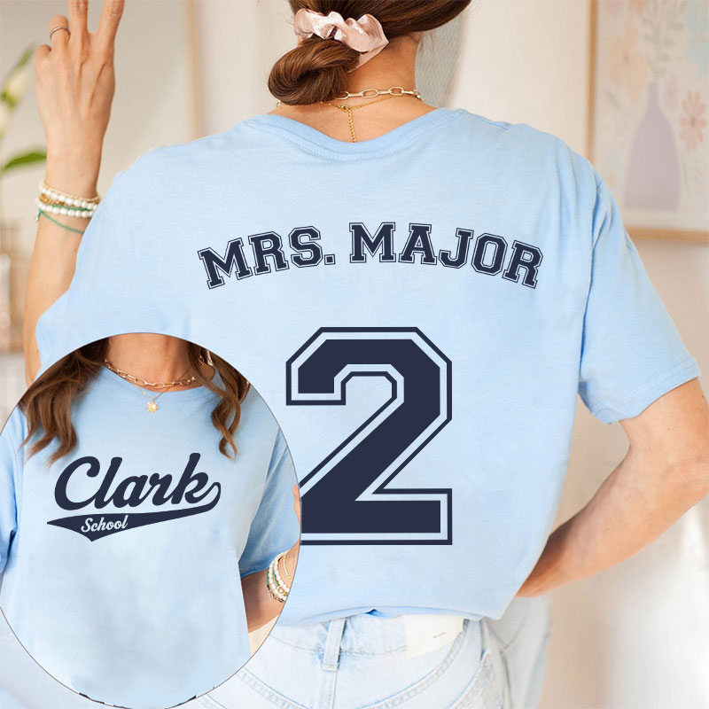 Personalized Sports Baseball Style Team Teacher Two Sided T-Shirt