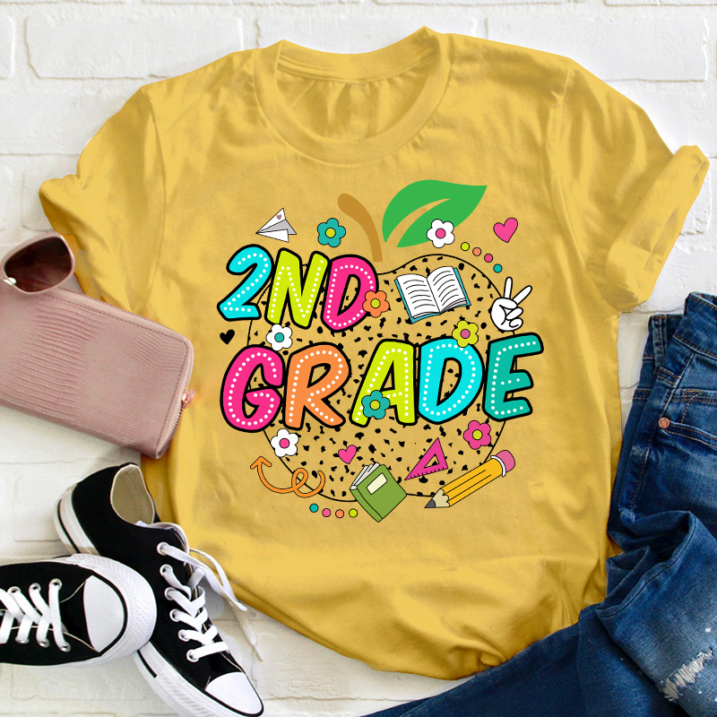 Personalized Neon Lights Apple Teacher T-Shirt