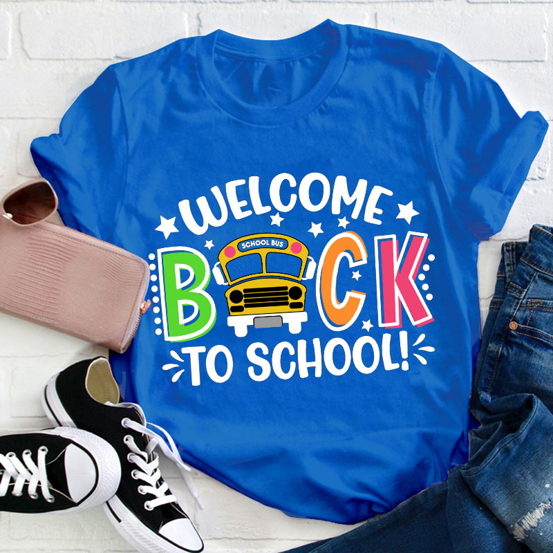 Welcome Back To School School Bus Print Teacher T-Shirt