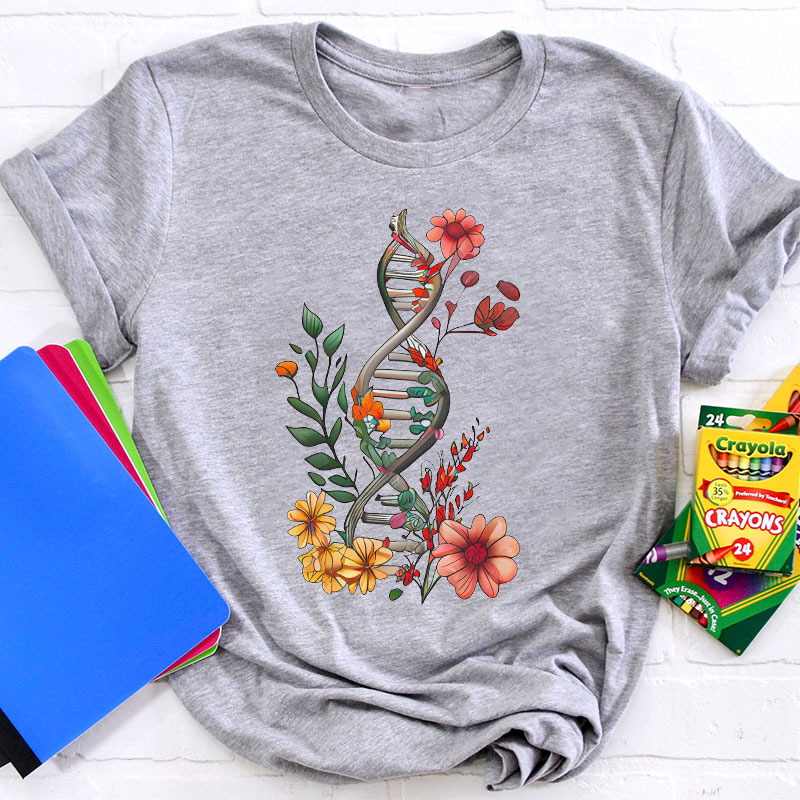 Floral DNA Biochemistry Teacher T-Shirt