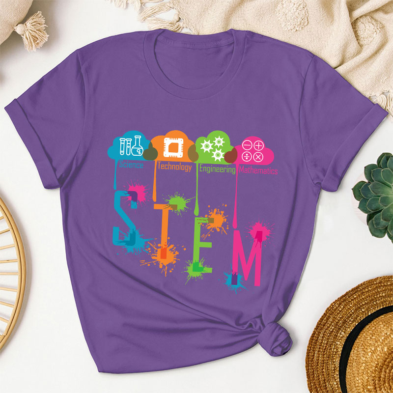 Color Splash Ink STEM Teacher T-Shirt