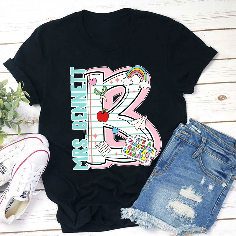 Personalized Funny Letter Back To School Name Teacher T-Shirt