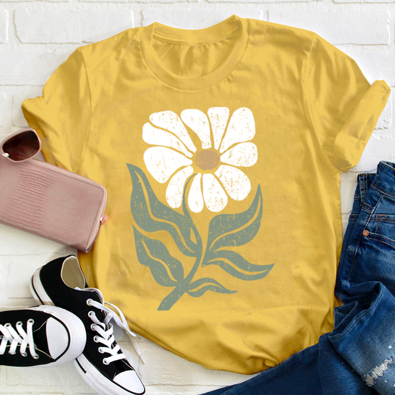 Boho Daisy Flower Teacher T-Shirt