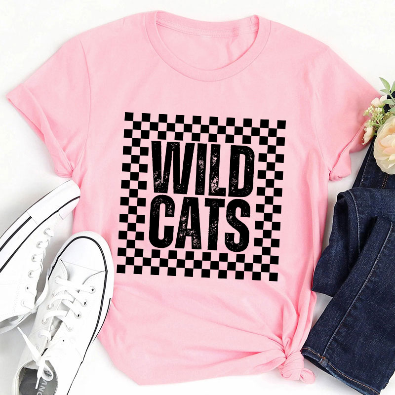 Personalized School Spirit Mascot Simple Lattice Design Teacher T-Shirt