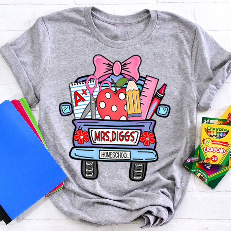 Personalized School Truck Teacher Name Teacher T-Shirt