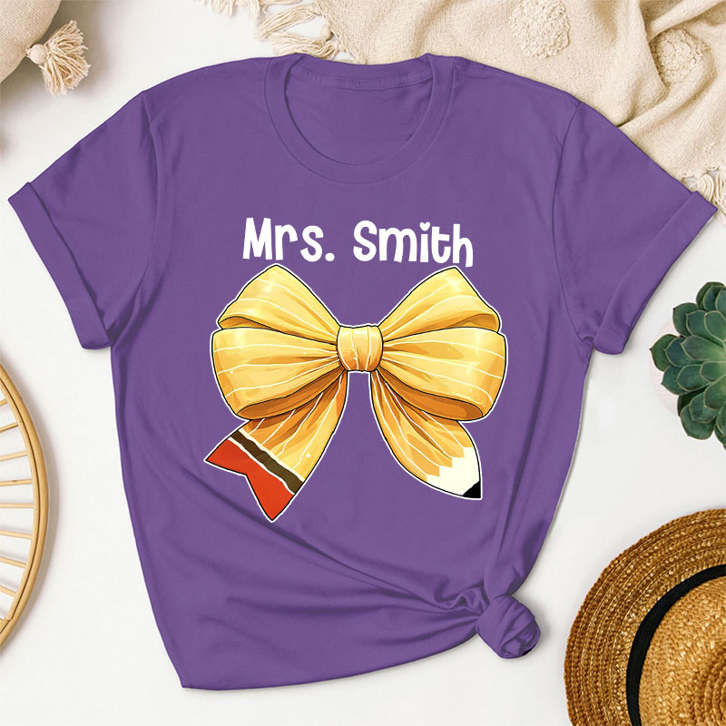Personalized Name Teacher Bow Teacher T-Shirt