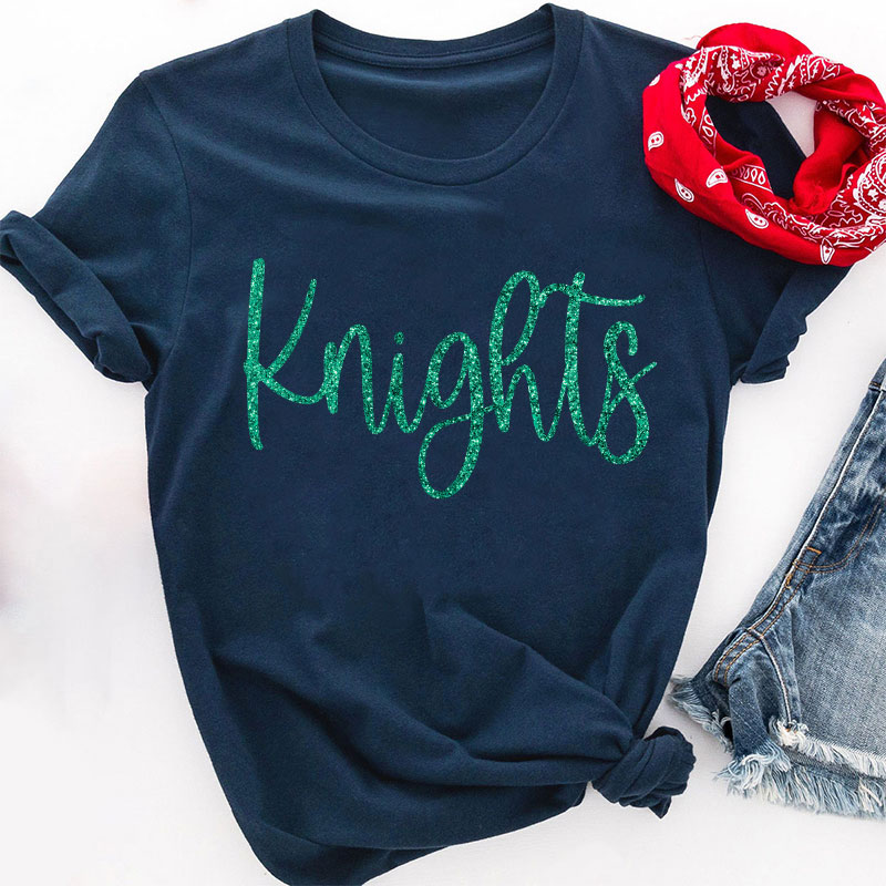 Personalized Glitter Font Mascot Teacher T-Shirt