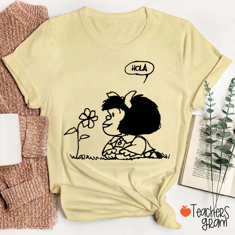 Hola Flower Spanish Teacher T-Shirt