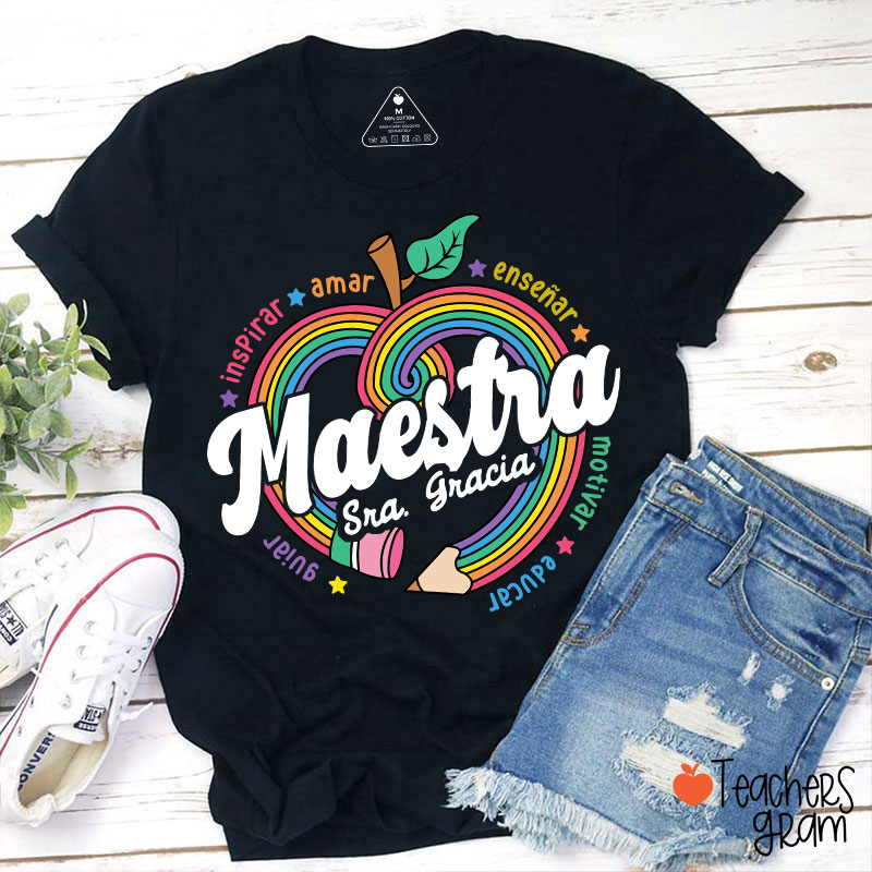 Personalized Inspirar Amar Maestra Spanish Teacher T-Shirt