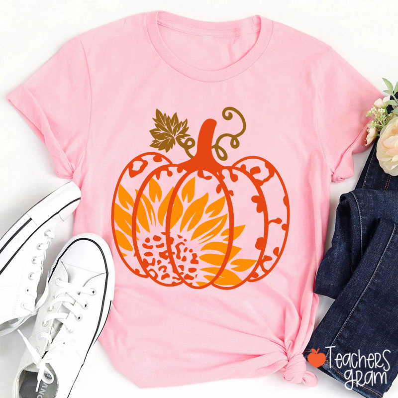 Sunflower And Pumpkin Teacher T-Shirt