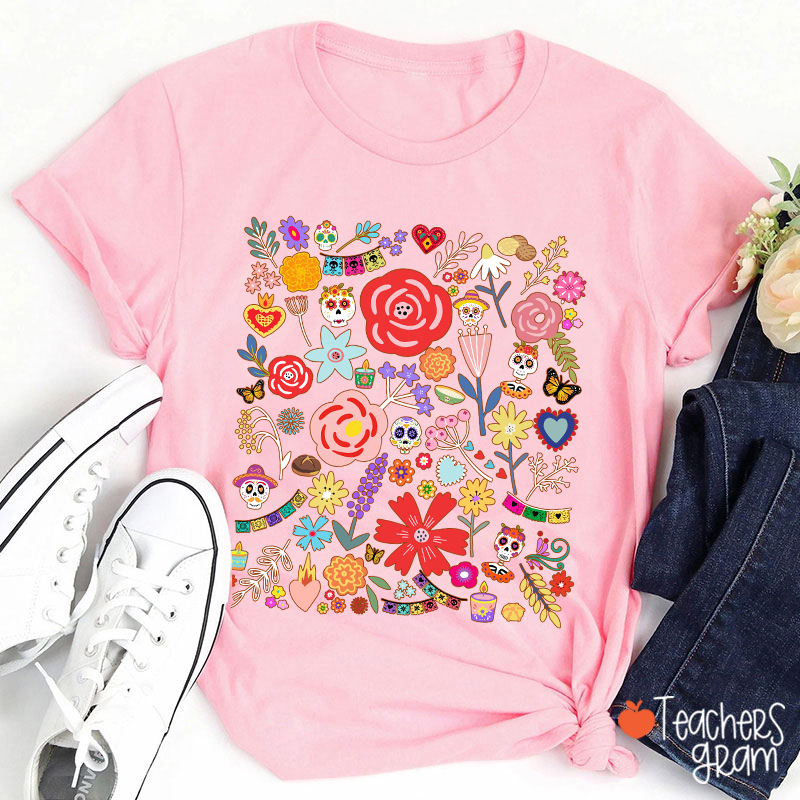 Dia De Los Muertos Mexican Art Spanish Teacher T-Shirt