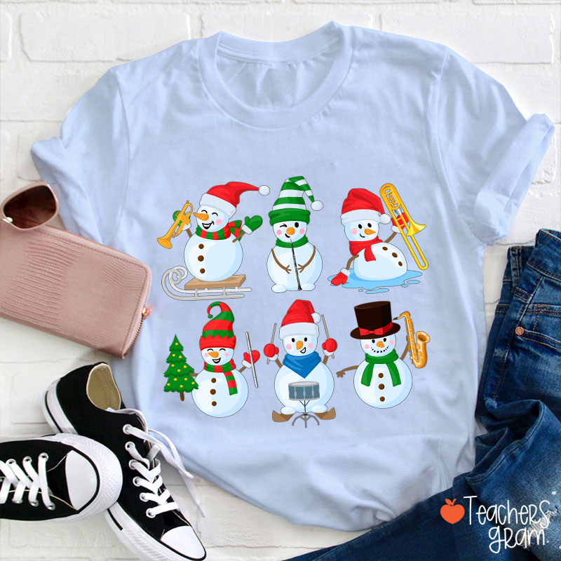 Snowman Band Christmas Teacher T-Shirt