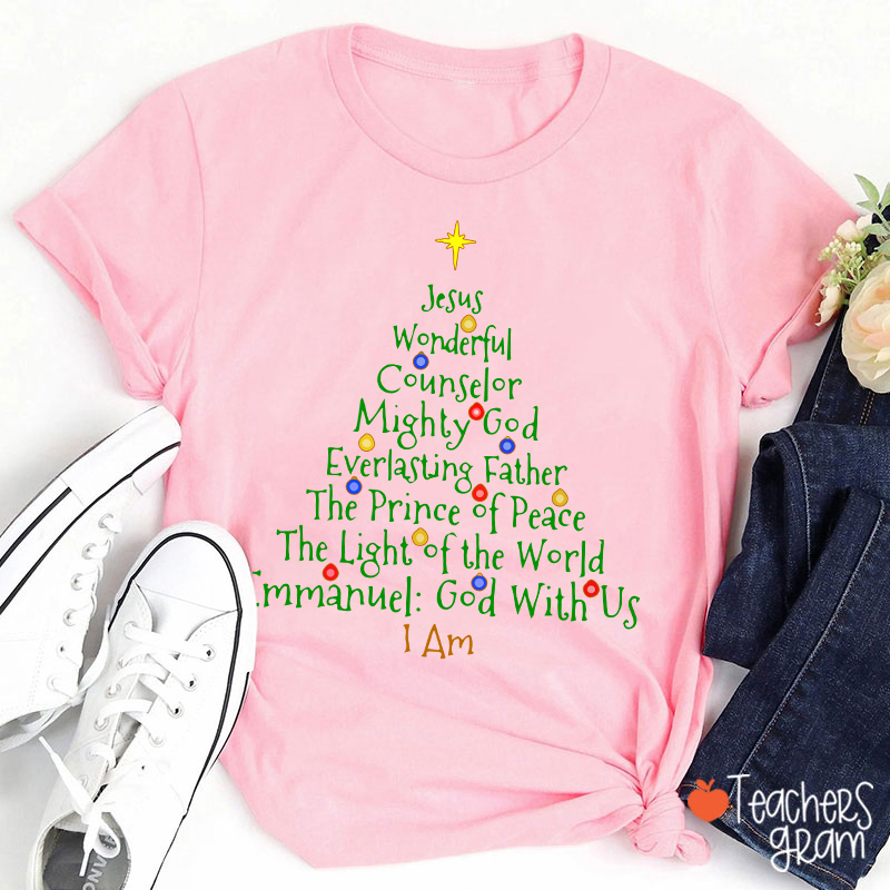 Jesus Wonderful Christmas Tree Teacher T-Shirt