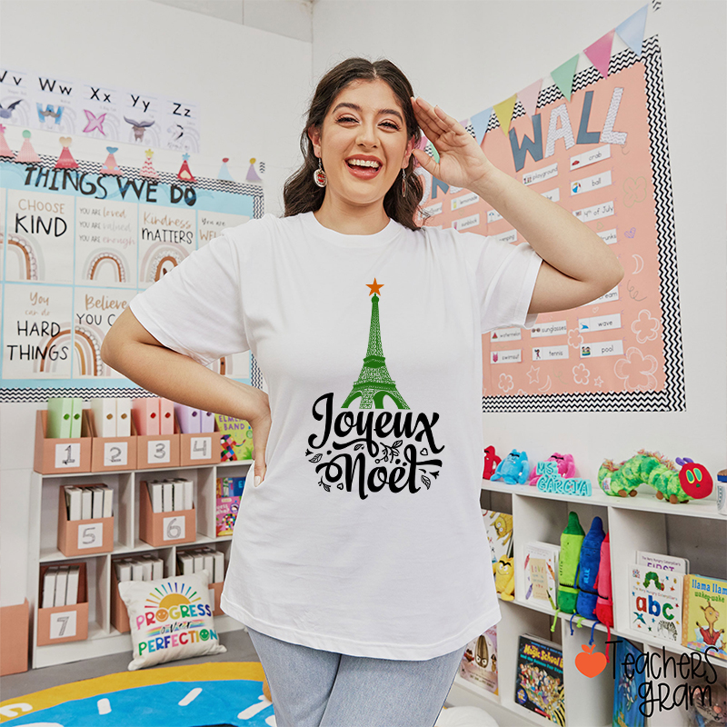 Eiffel Tower Joyeux Noël French Teacher T-Shirt