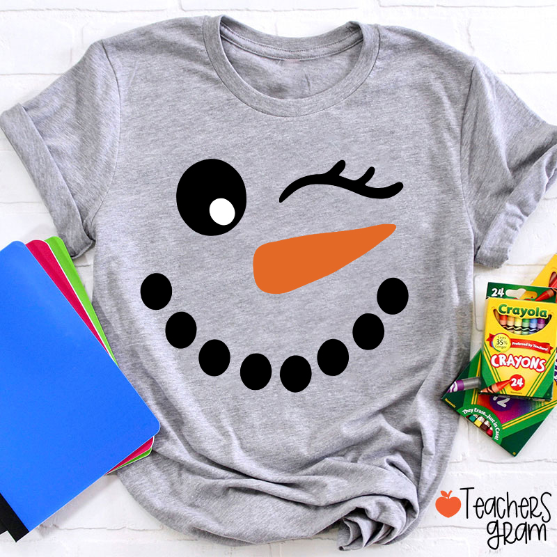 Personalized Cute Snowman Face Teacher T-Shirt