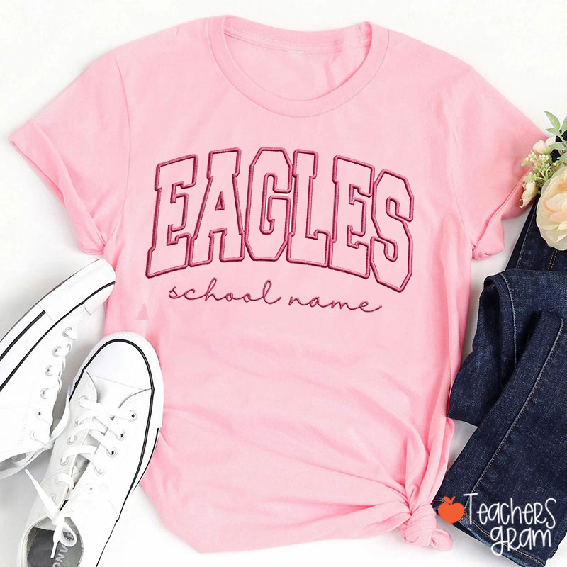 Personalized Mascot And School Spirit Embroidered Teacher T-Shirt