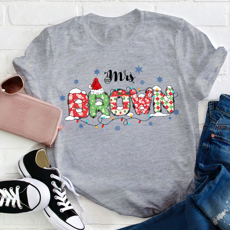 Personalized Name Ho Ho Ho Teacher T-Shirt