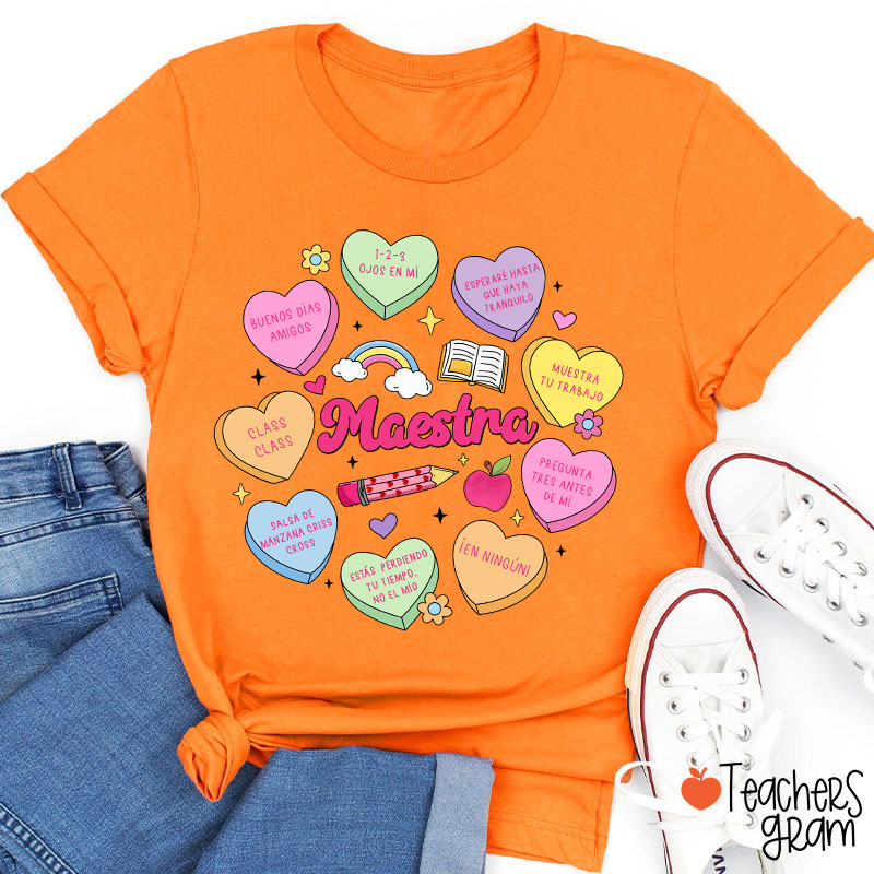 Maestra Love Encourage Spanish Teacher T-Shirt