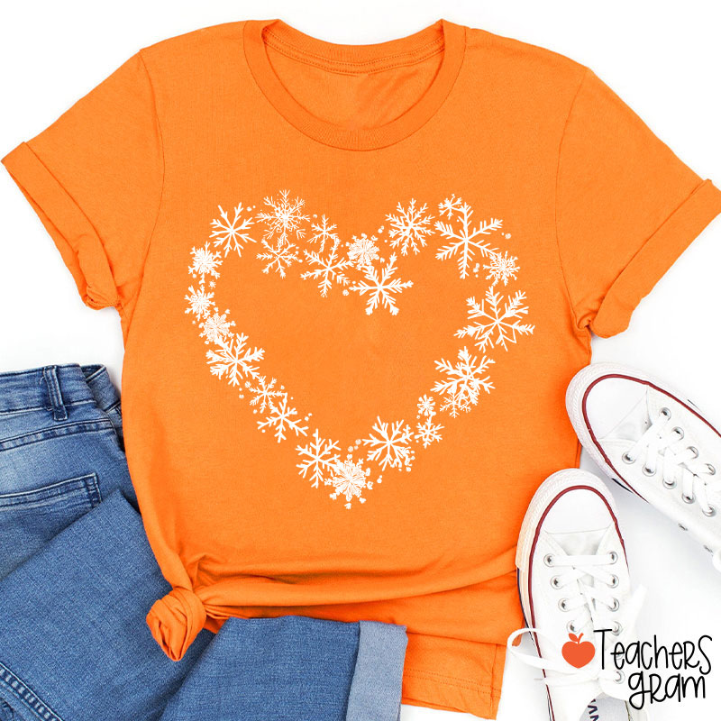 Snowflakes Heart Teacher T-Shirt