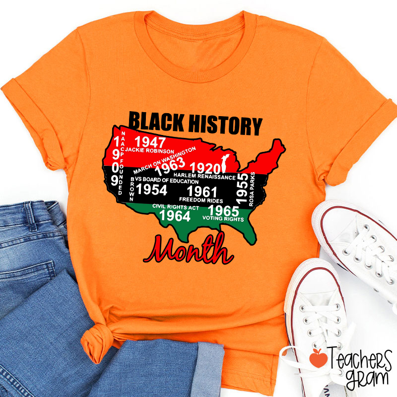 Black History Important Milestones Teacher T-Shirt