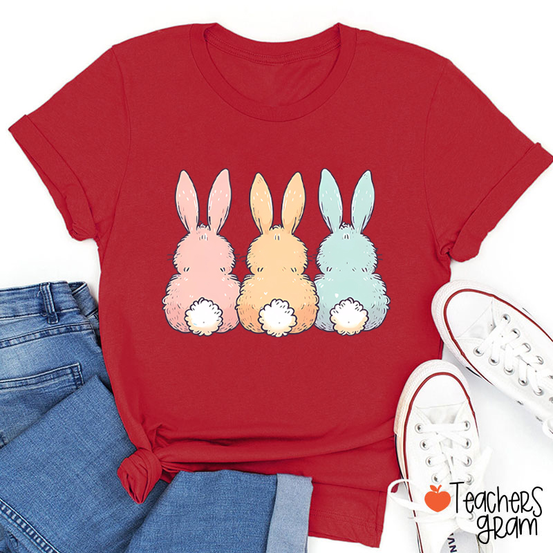 Three Cute Bunnies Teacher T-Shirt