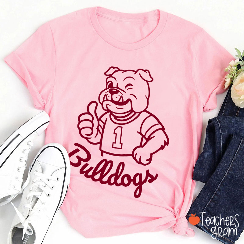 Personalized Cute Mascot And Your Number School Spirit Teacher T-Shirt