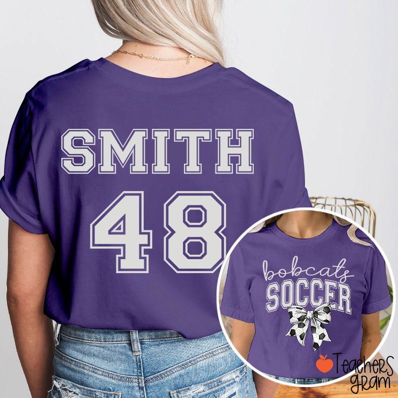 Personalized Mascot And Sport Bow Game Day Teacher Two Sided T-Shirt