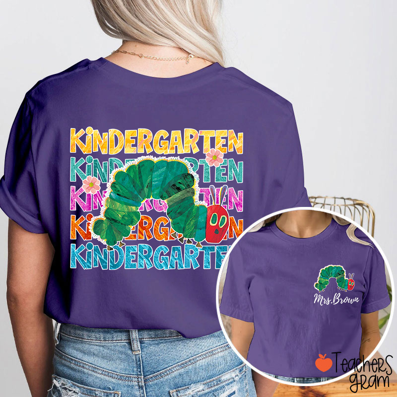 Personalized Grade And Name Cute Caterpillar Teacher Two Sided T-Shirt