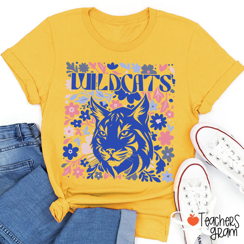 Personalized Mascot Flowers School Spirit Teacher T-Shirt