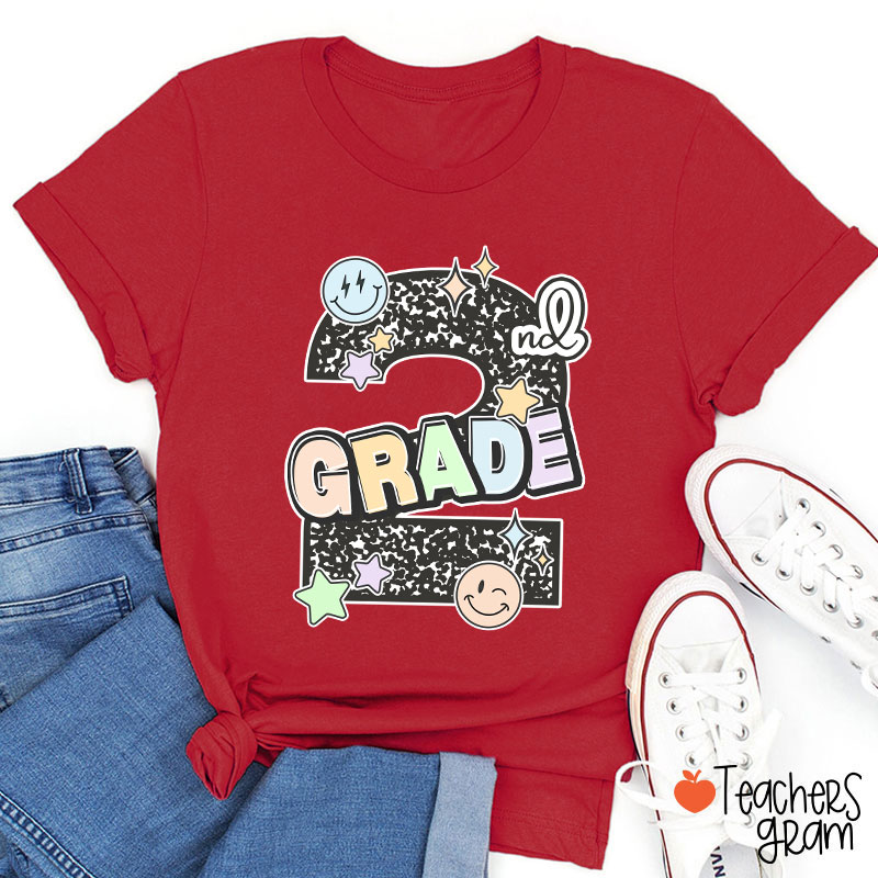 Personalized Grade Smiley Star Teacher T-Shirt
