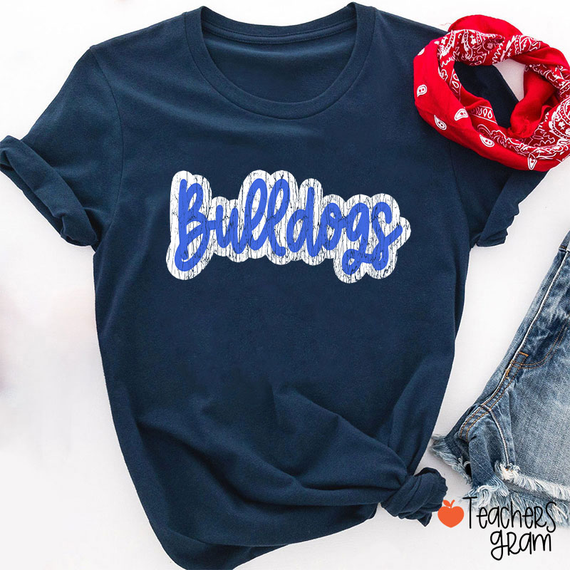 Personalized Mascot Washed And Distressed Print Teacher T-Shirt