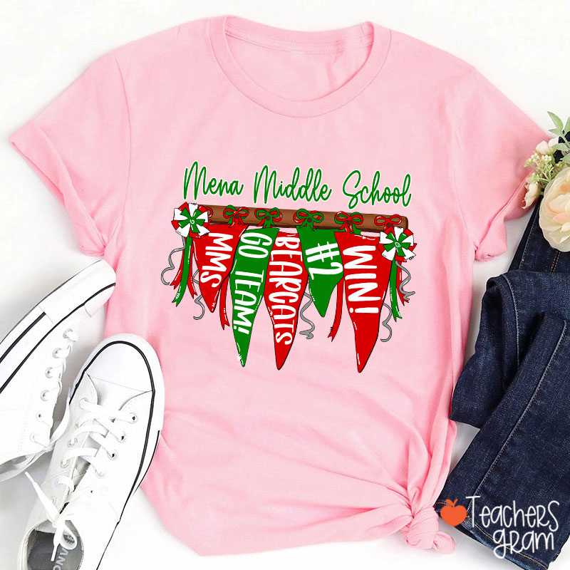 Personalized Mascot Pennant Banner Flag Teacher T-Shirt