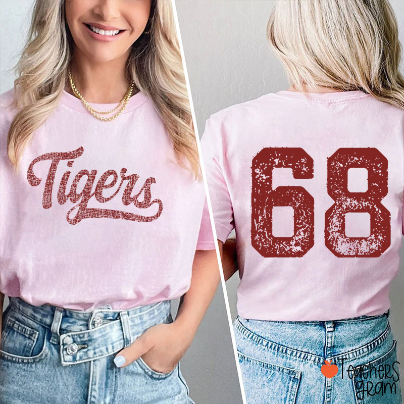 Personalized Mascot Comfort Colors Distressed Teacher Two Sided T-Shirt