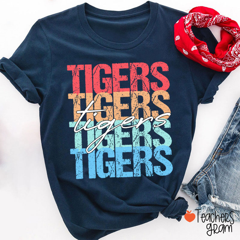 Personalized Mascot Retro Distressed School Spirit Teacher T-Shirt
