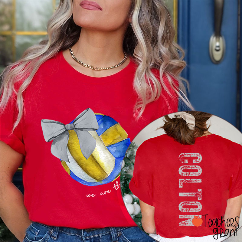 Personalized Mascot And Sport Coquette Bow Teacher Two Sided T-Shirt