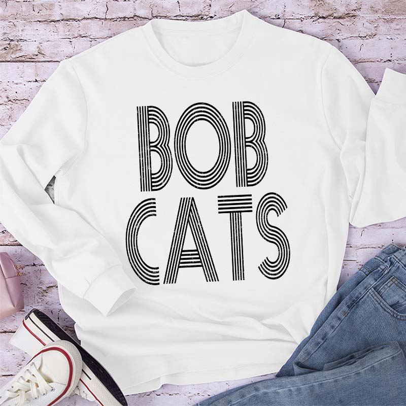 Personalized Mascot Simple Line Fonts School Spirit Teacher Long Sleeve T-Shirt