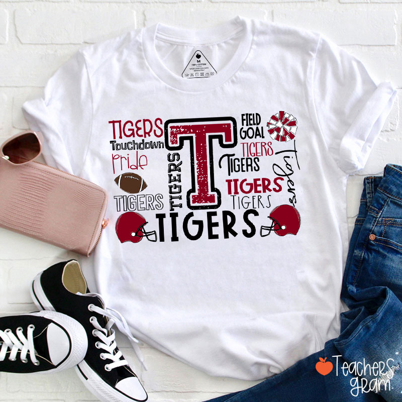 Personalized Mascot Football Pride Defense Field Goal Teacher T-Shirt