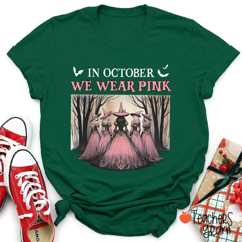 October Pink Witches Teacher T-Shirt